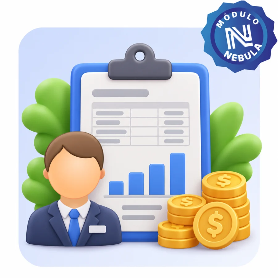 Ilustración del módulo Nébula: Reporte de comisiones por vendedor en Odoo